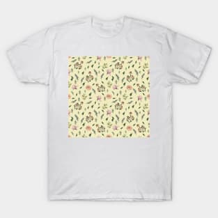 Rose Flower and Leafs Pattern T-Shirt